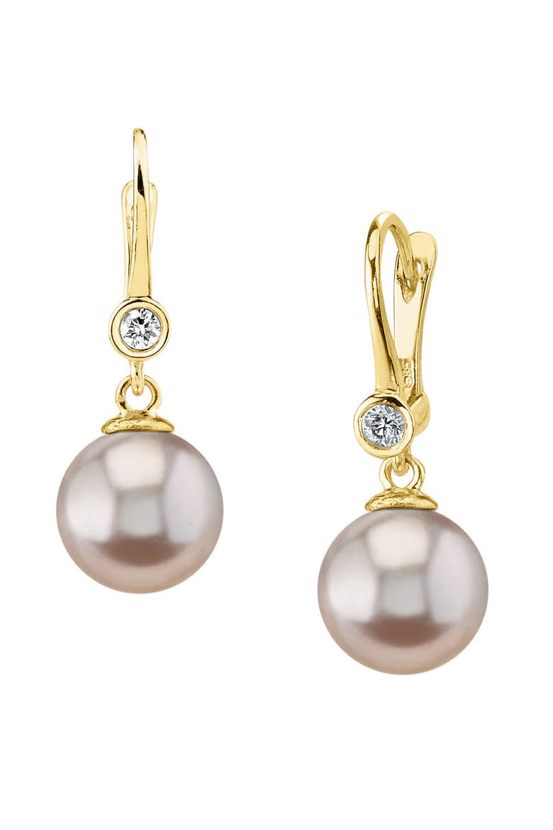 Pink Freshwater Pearl & Diamond Michelle Earrings, Main, color, Yellow Gold