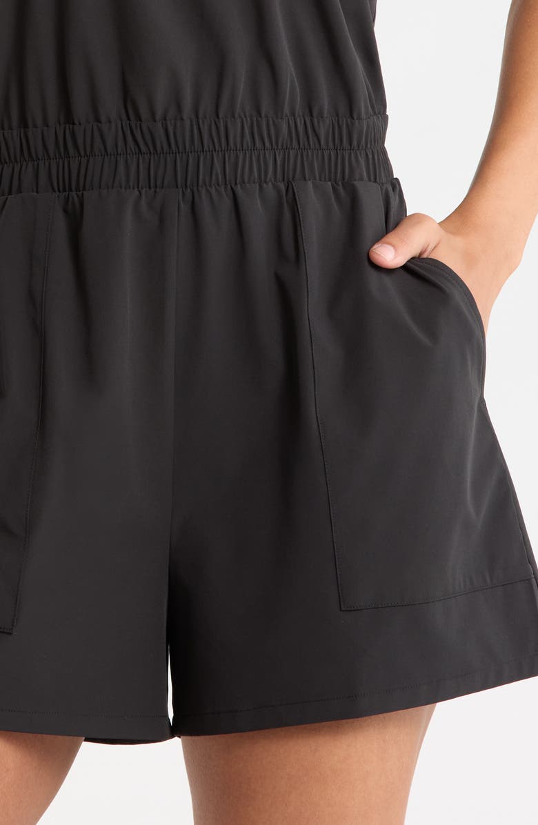Zella Atlas Short Romper, Alternate, color, Black