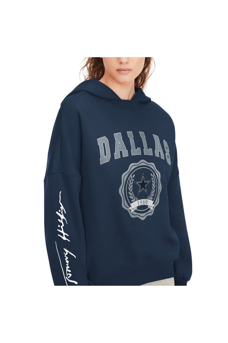 Women's Tommy Hilfiger Navy Dallas Cowboys Becca Dropped Shoulders Pullover Hoodie, Alternate, color, Navy