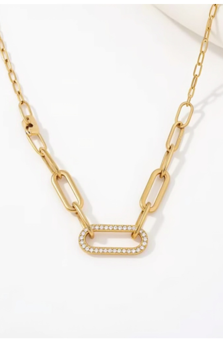 AKALIA Waterproof 18K Gold and Diamond Maillon Link Necklace, Main, color, 