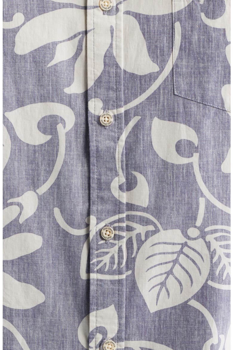 Tiare Pareau Floral Cotton Button-Down Shirt, Alternate, color, CADET