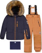 Deux par Deux Play Faux Fur Hood Jacket & Pants Two Piece Snowsuit