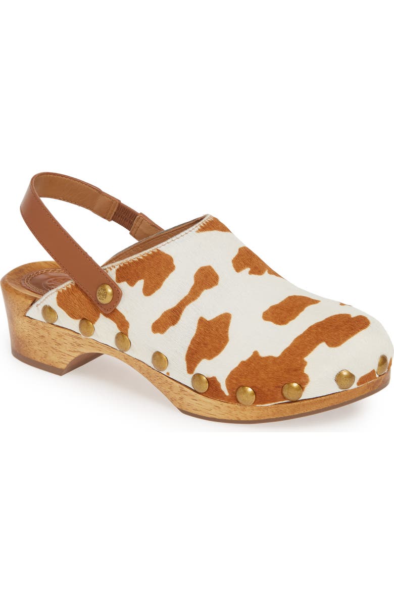 Tory Burch Blythe Studded Genuine Calf Hair Clog, Main, color,