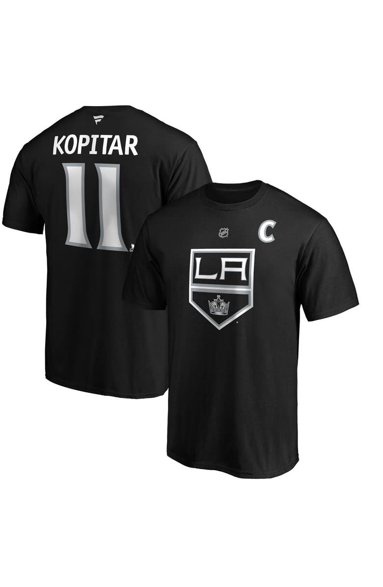 FANATICS Men's Fanatics Branded Anze Kopitar Black Los Angeles Kings Team Authentic Stack Name & Number T-Shirt, Main, color, Black