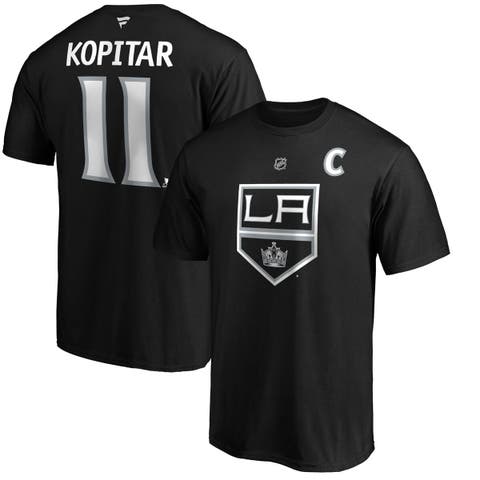 Men's Fanatics Branded Anze Kopitar Black Los Angeles Kings Team Authentic Stack Name & Number T-Shirt