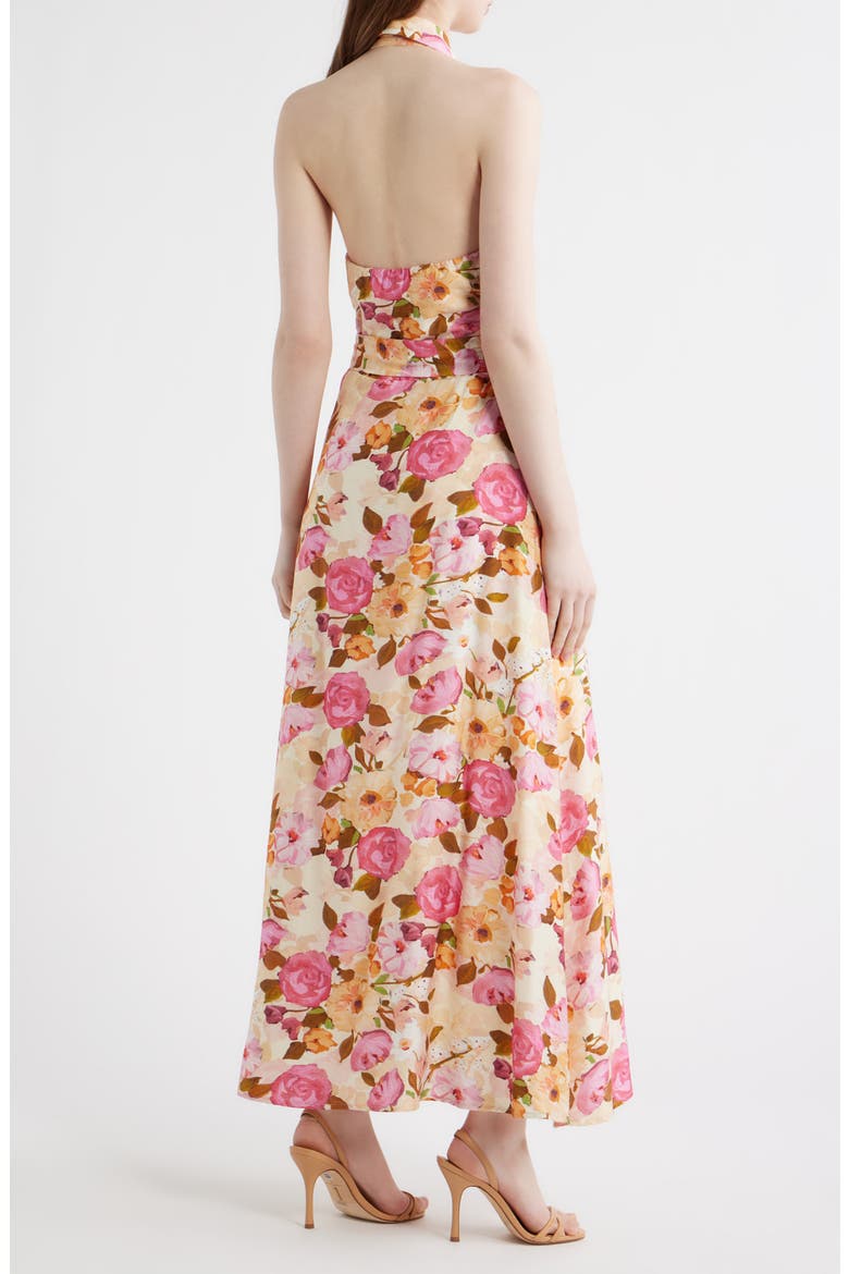 Bown Floral Halter Neck Dress, Alternate, color, IVORY RED MULTI