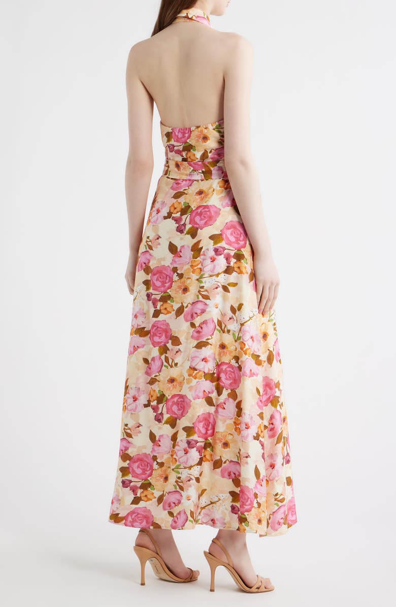En Saison Bown Floral Halter Neck Dress, Alternate, color, Ivory Red Multi