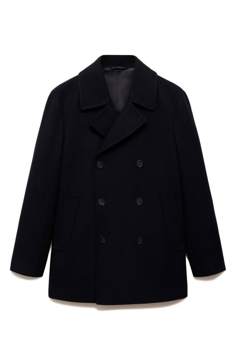 MANGO Double Breasted Wool Blend Coat, Alternate, color,