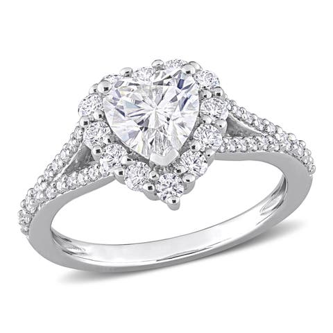 Moissanite Heart Halo Split-Shank Ring