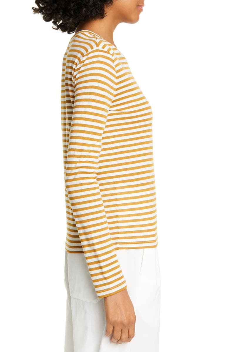 Vince Stripe Long Sleeve Silk Blend Tee, Alternate, color, 