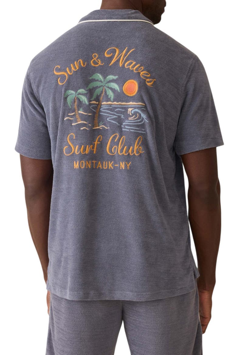Cabana Towel Terry Camp Shirt, Alternate, color, MONTAUK