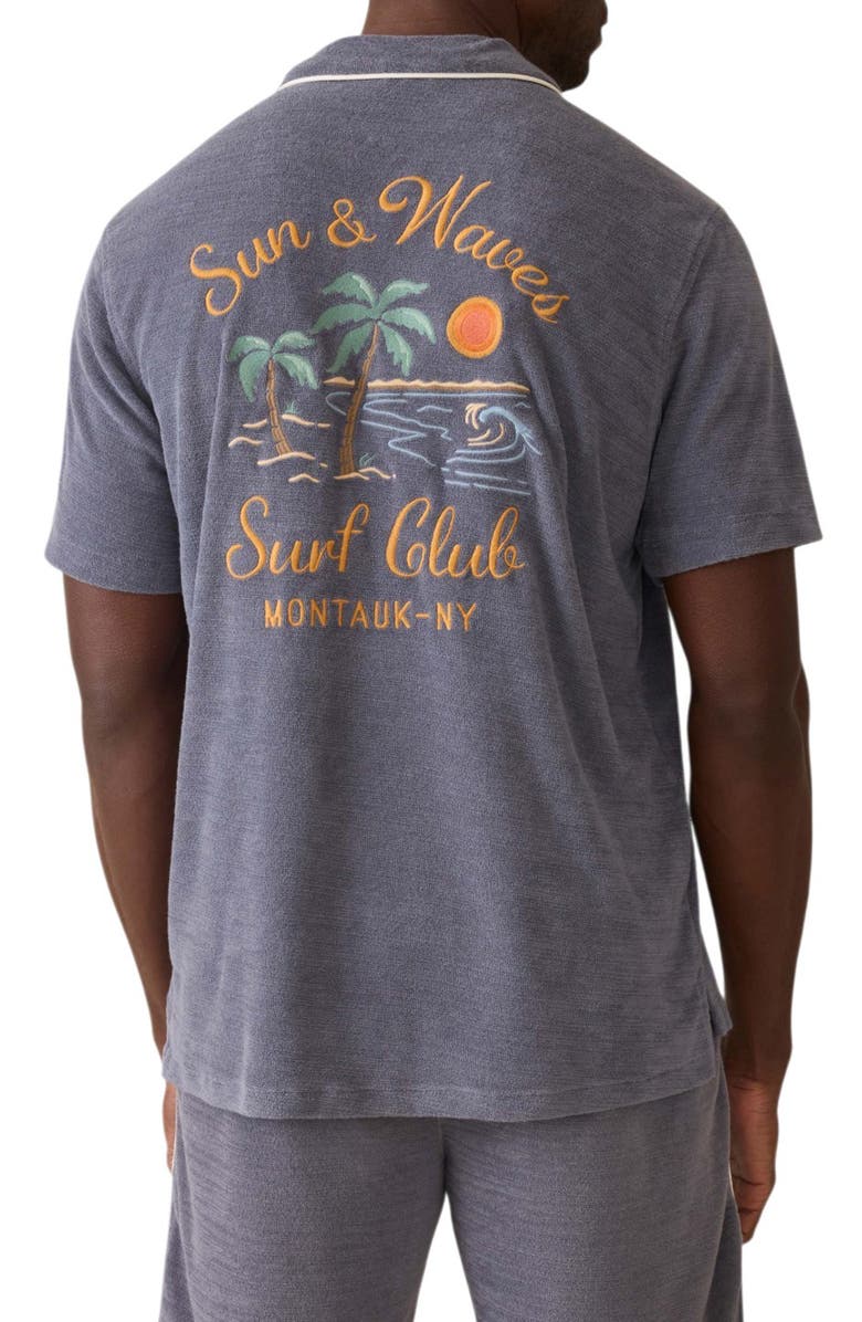 Faherty Cabana Towel Terry Camp Shirt, Alternate, color, Montauk