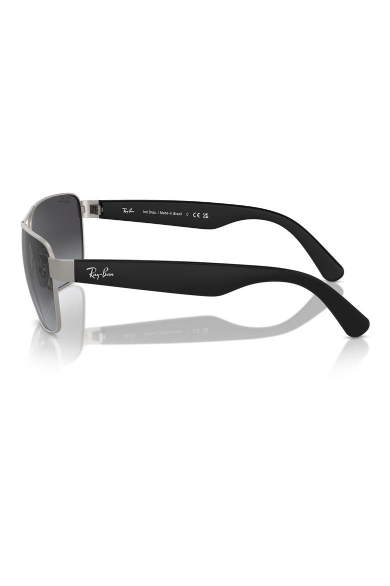 RB3745L 63mm Oversize Gradient Rectangular Sunglasses, Alternate, color, BRUSHED GUNMETAL / GREY