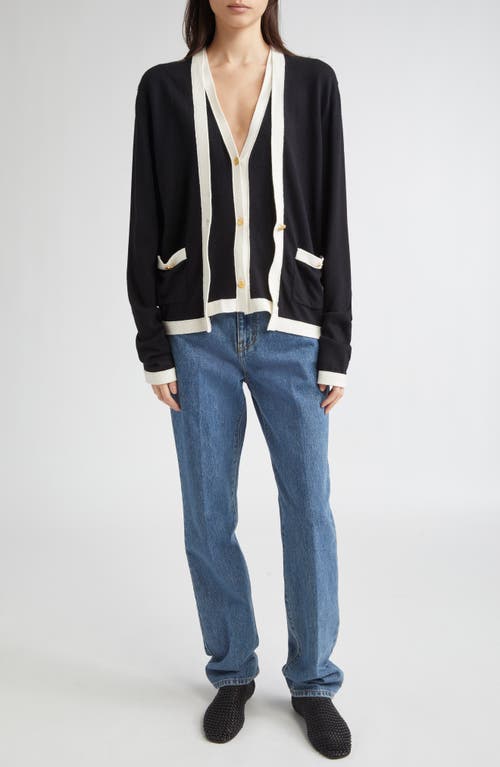 Eenk Layered Wool & Cotton Cardigan In Black
