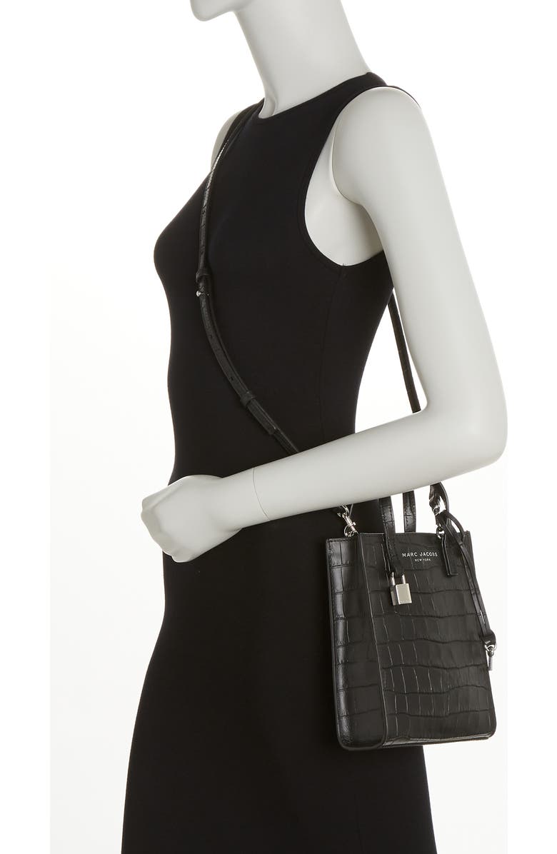 Marc Jacobs Micro Tote Croc Embossed Leather Crossbody Bag, Alternate, color,