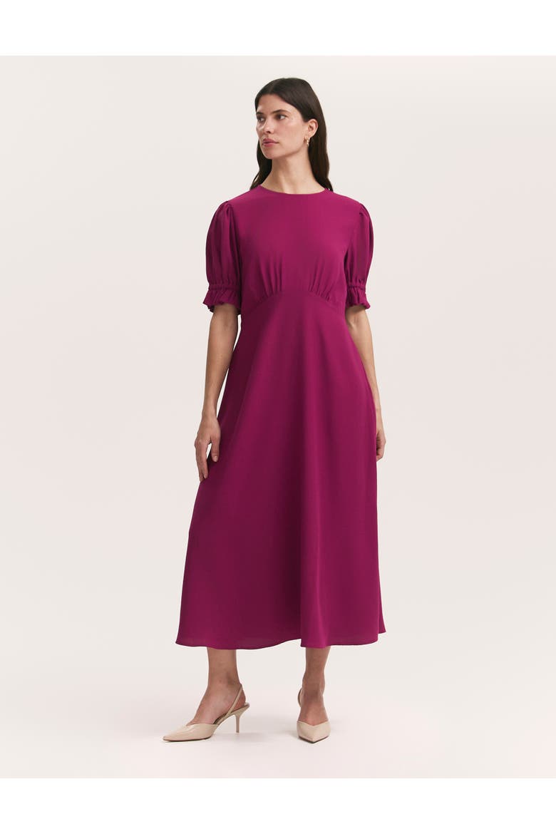 Mela Chiffon Midi Tea Dress, Main, color, Berry