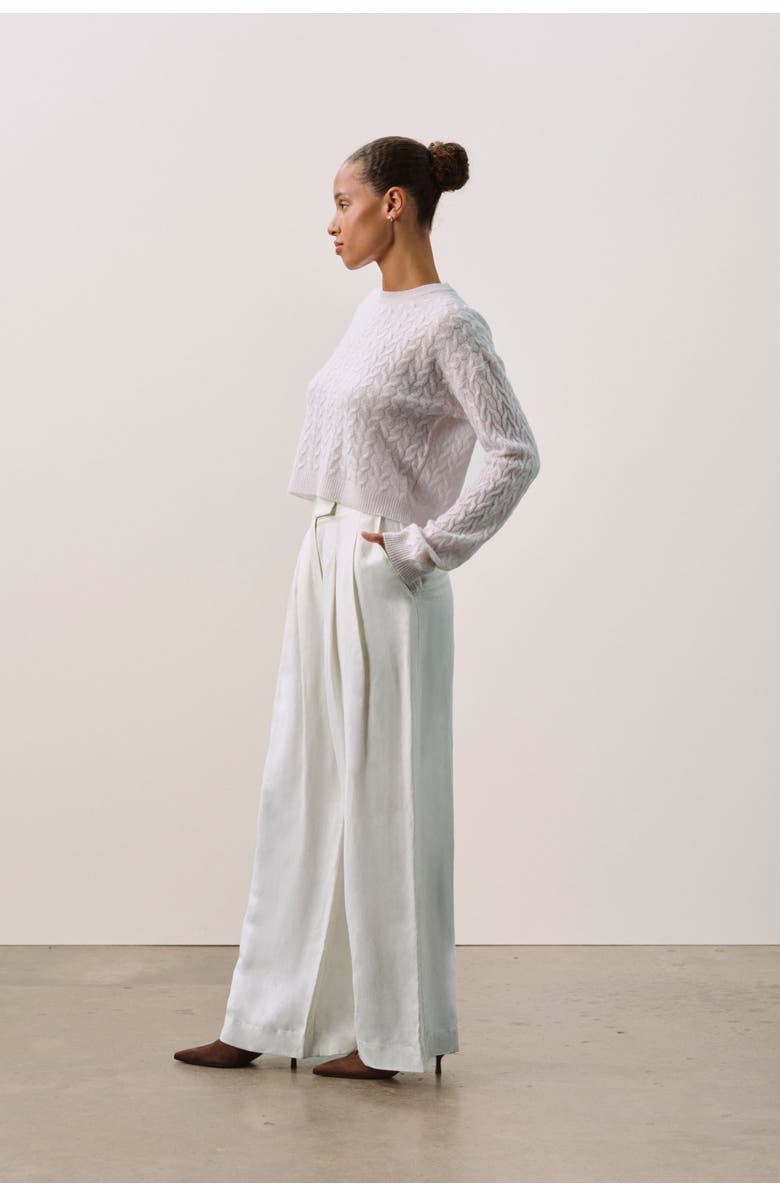 NAKED CASHMERE Featherweight Cable Crew, Alternate, color, Cloud