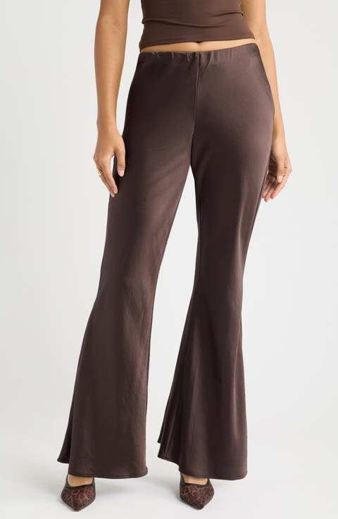 Bias Satin Low Rise Flare Pants