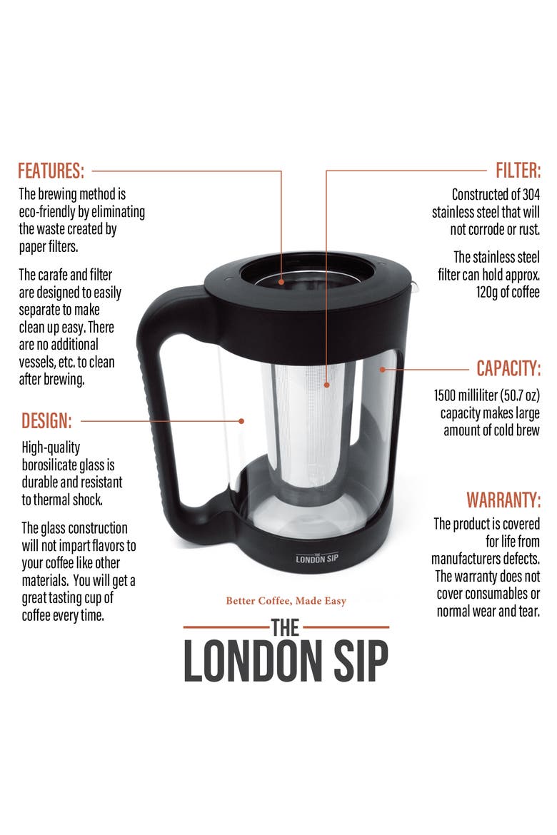 Cold Brew Coffee Maker, 1500ml, Alternate, color, Black