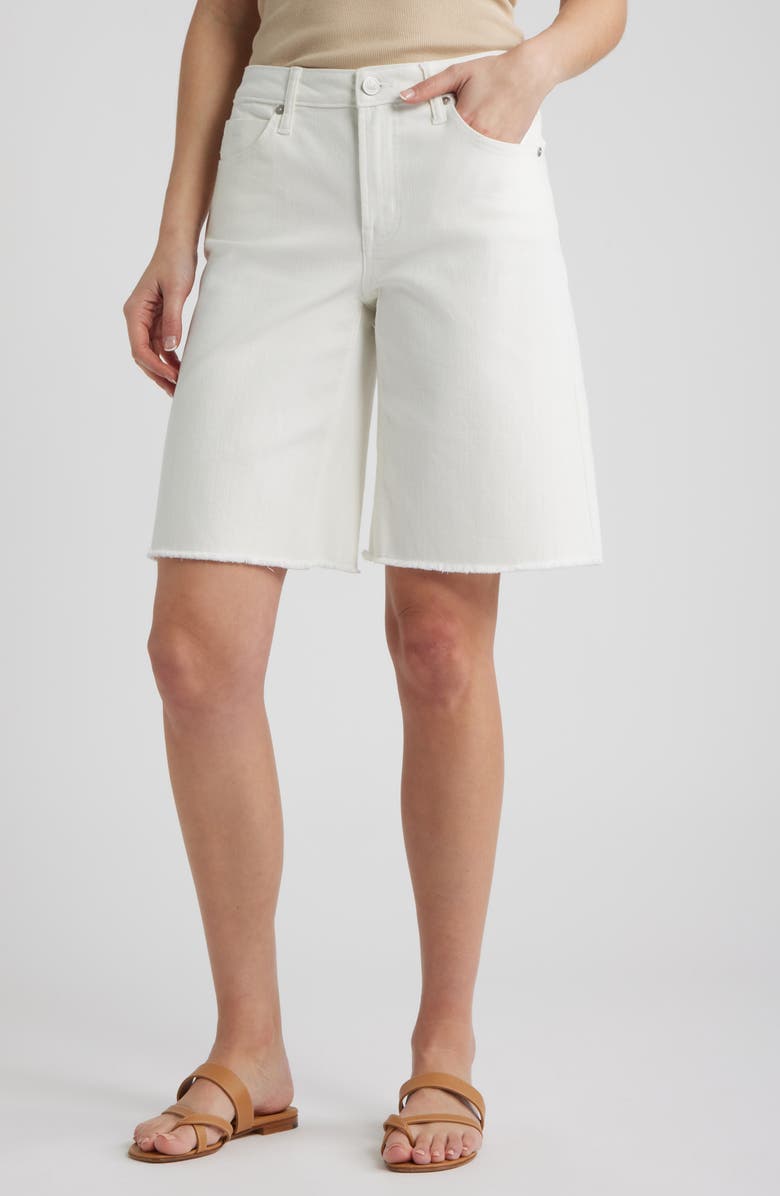 CITY BLUES Frayed Denim Bermuda Shorts, Main, color, Ivory