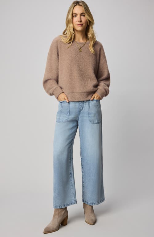 Splendid Fallon Fuzzy Crewneck Sweater In Brown