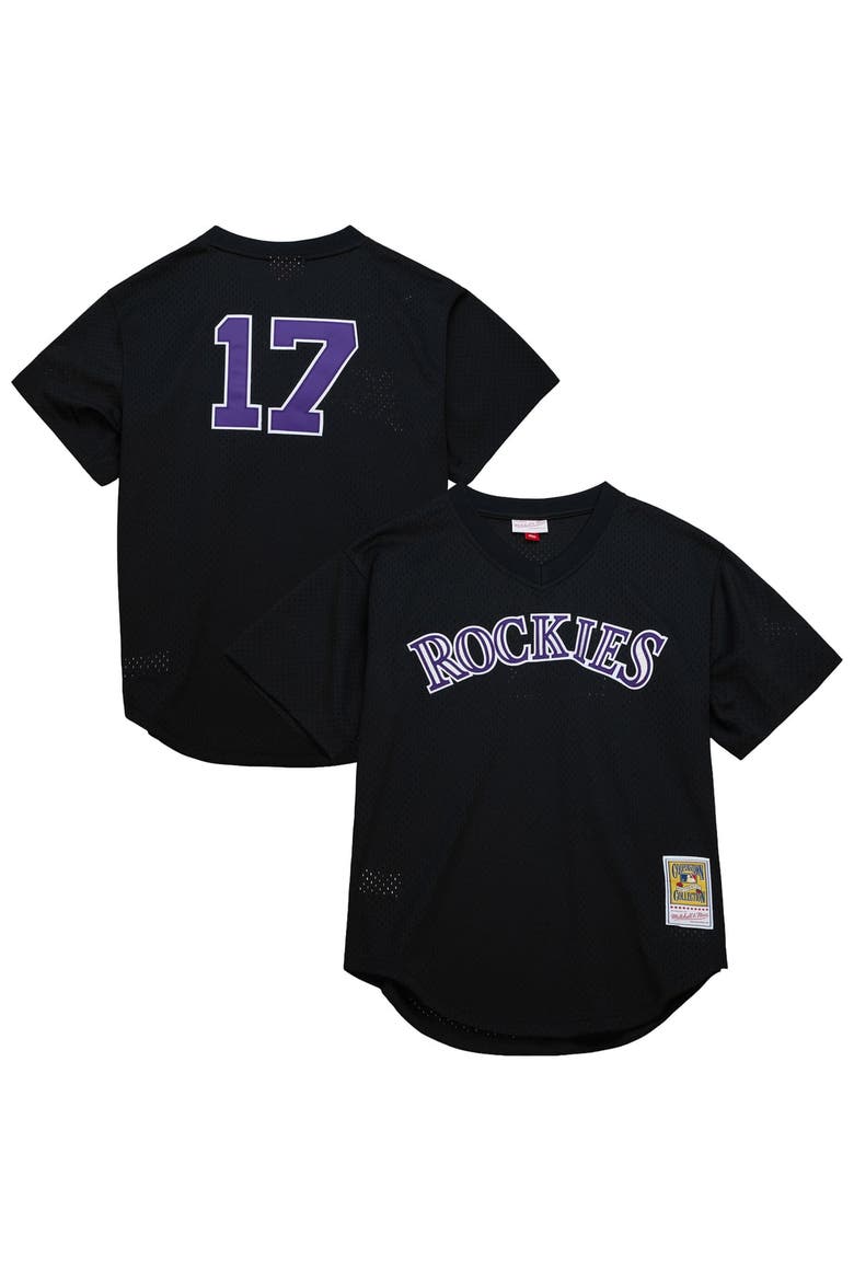 Men's Mitchell & Ness Todd Helton Black Colorado Rockies Authentic Batting Practice Jersey, Main, color, Black