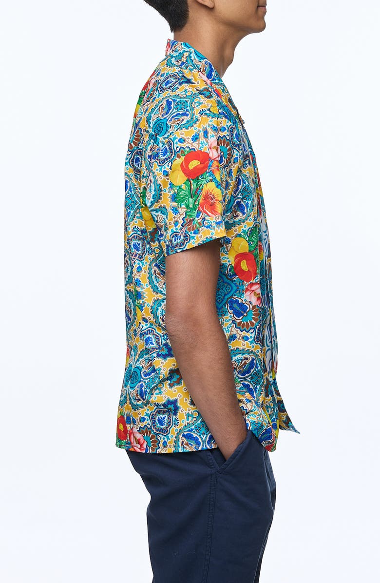 RANEES Printed Camp Shirt, Alternate, color, Blue