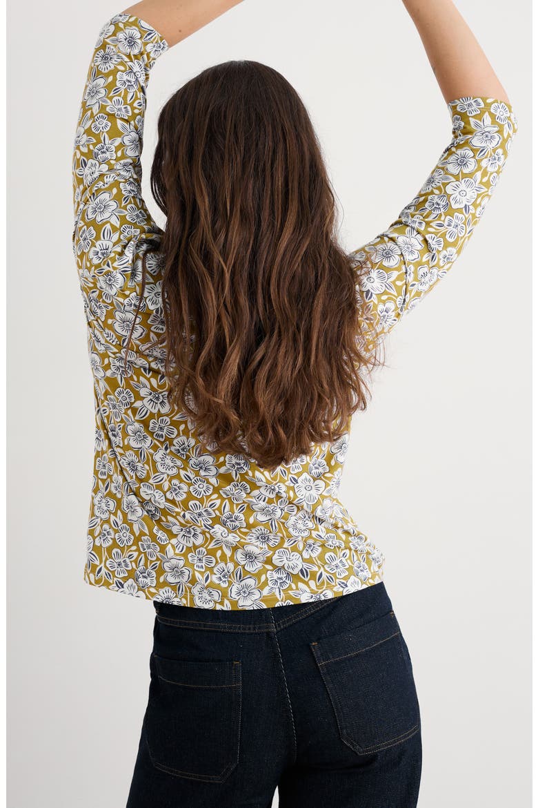 Kellow Print Three Quarter Sleeve Jersey Top, Alternate, color, FLORAL TUMBLE PEAR