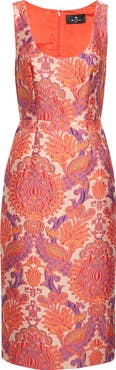 Etro Paisley Metallic Brocade Midi Dress