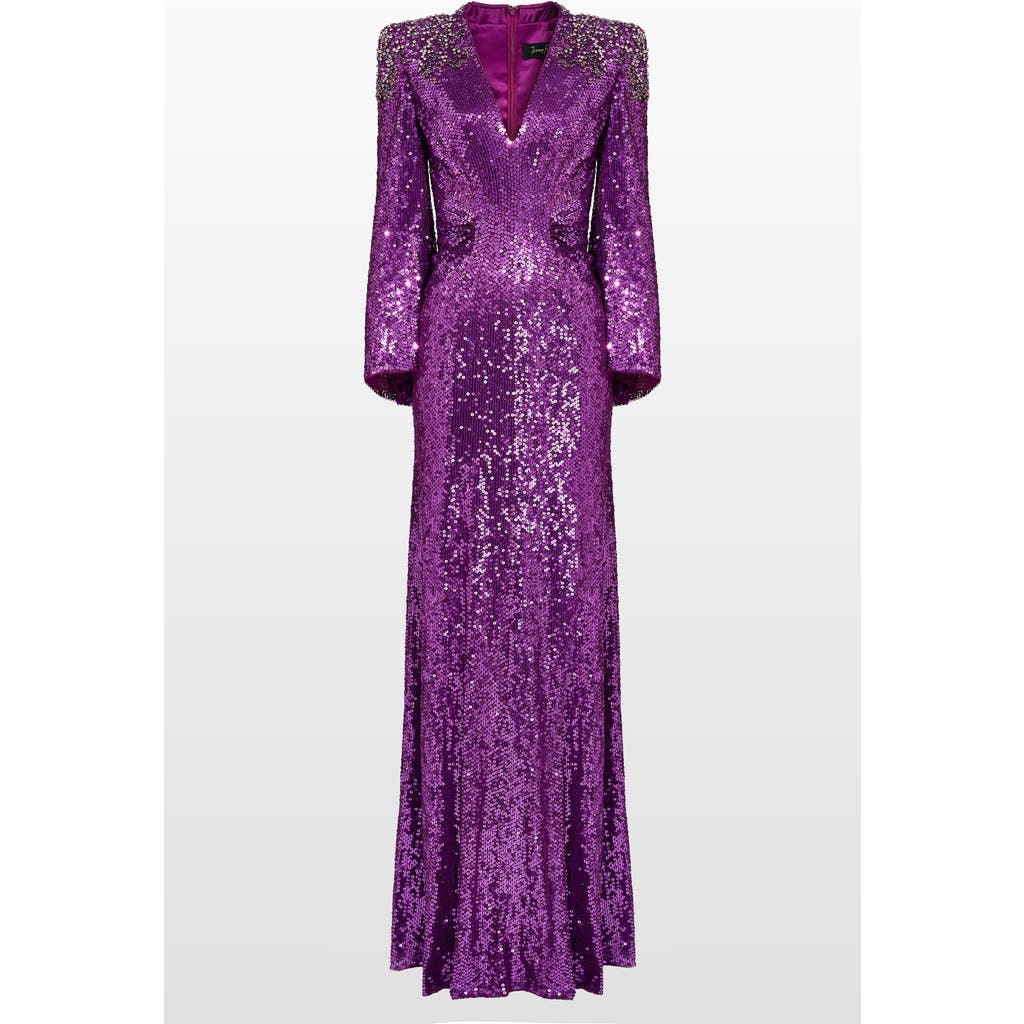 Jenny Packham Zinnia Embellished Gown In Purple