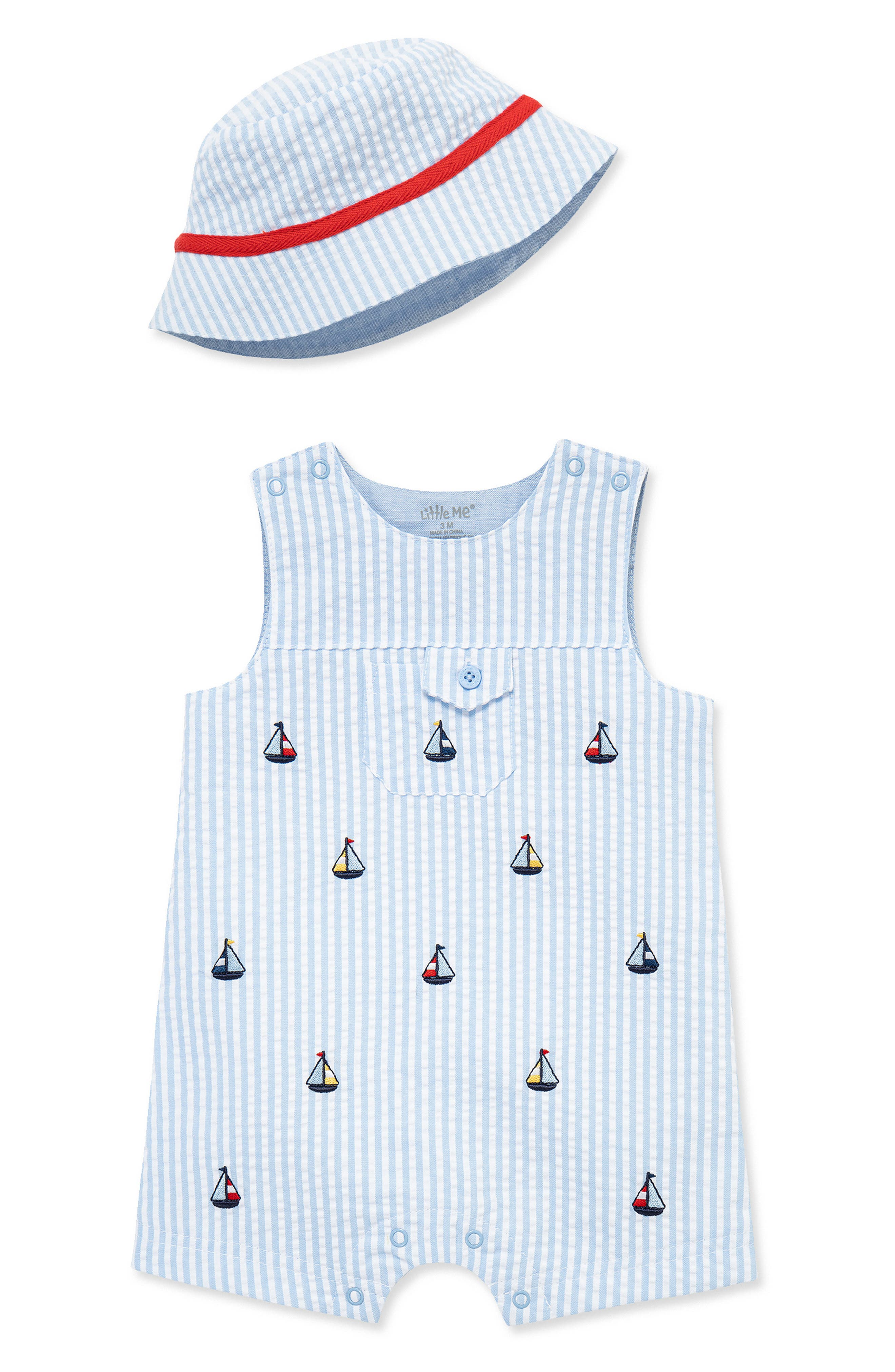 Little Me Sailboat Sunsuit & Hat Set