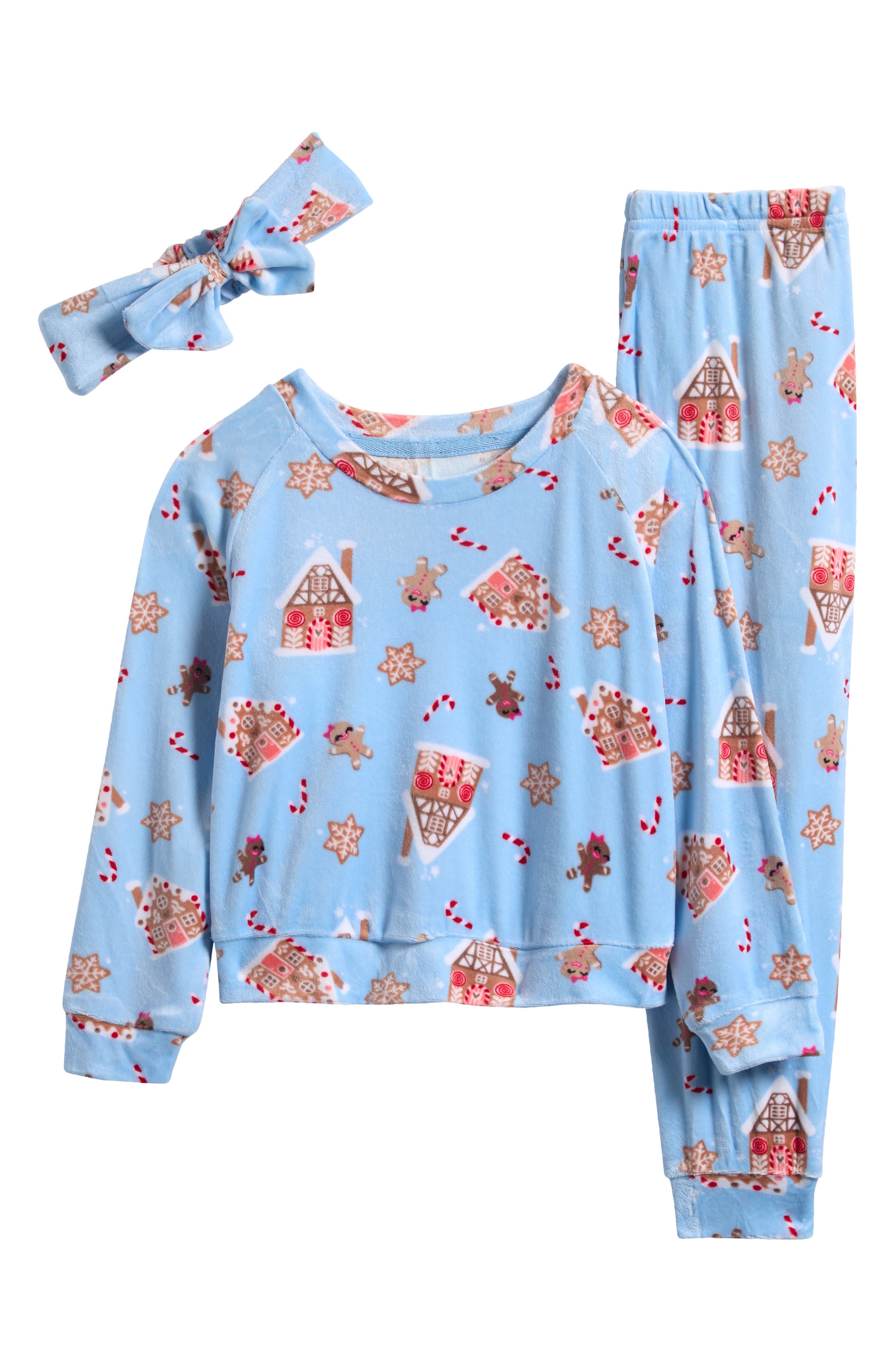 RENE ROFE Kids' 3-Piece Velour Pajamas & Headband Set | Nordstromrack