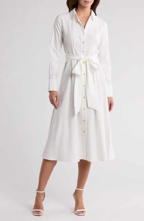 ZOE AND CLAIRE Tie Waist Long Sleeve Shirtdress