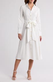 ZOE AND CLAIRE Tie Waist Long Sleeve Shirtdress