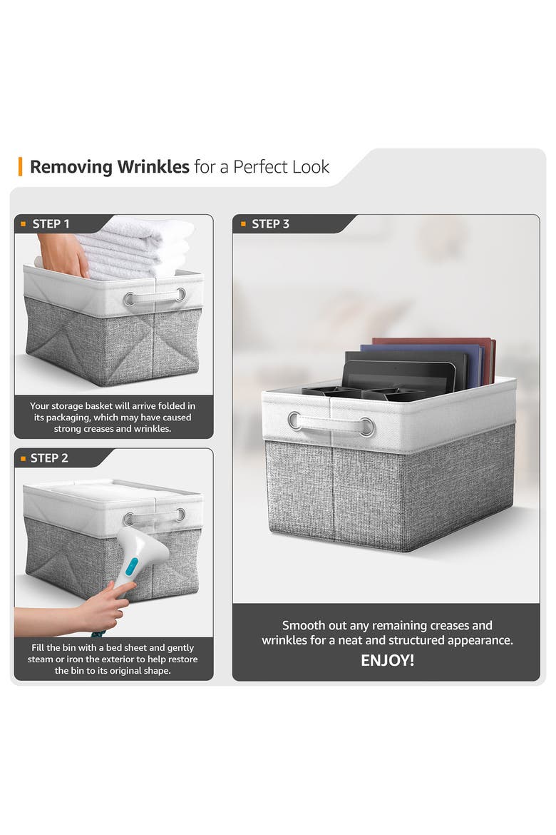 3-Pack Storage Basket Bin Set, Alternate, color, GRAY/WHITE