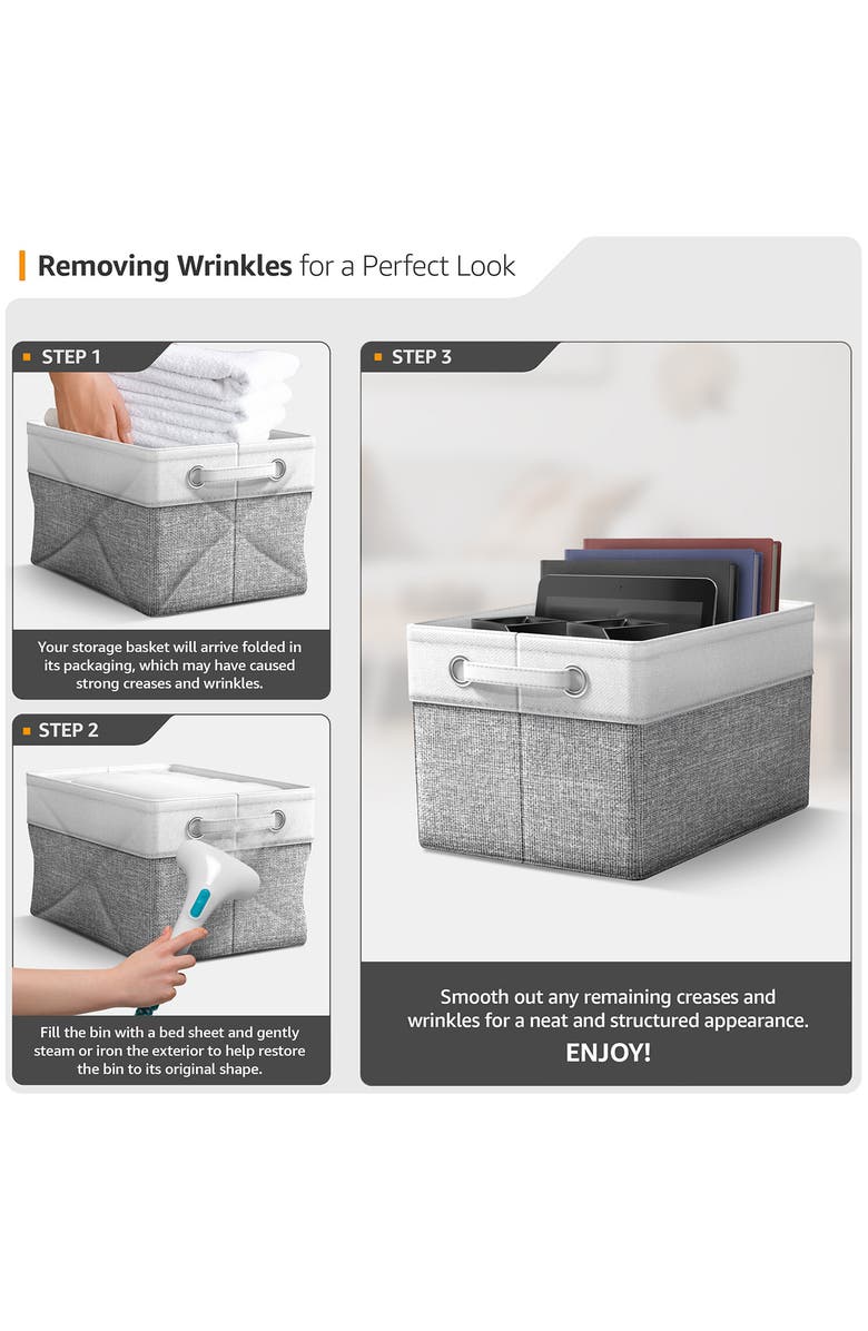 SORBUS 3-Pack Storage Basket Bin Set, Alternate, color, Gray/ White