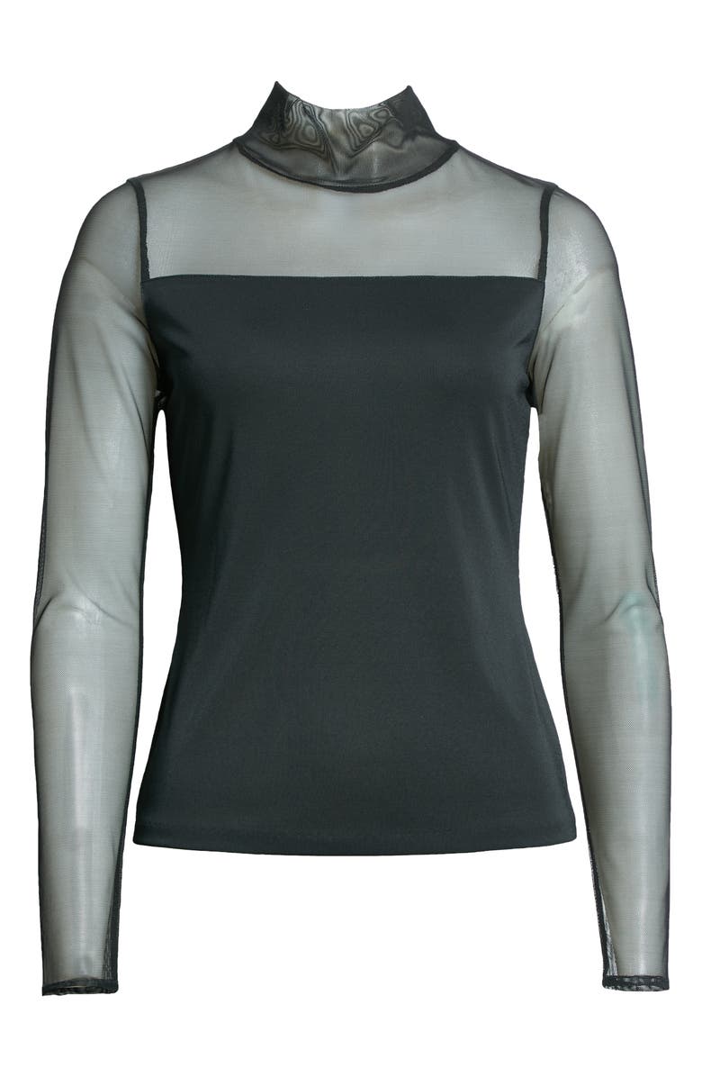 Donna Karan New York Mock Neck Long Sleeve Mesh Top, Alternate, color, 