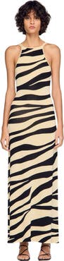 SANDRO Zebra print knit maxi dress