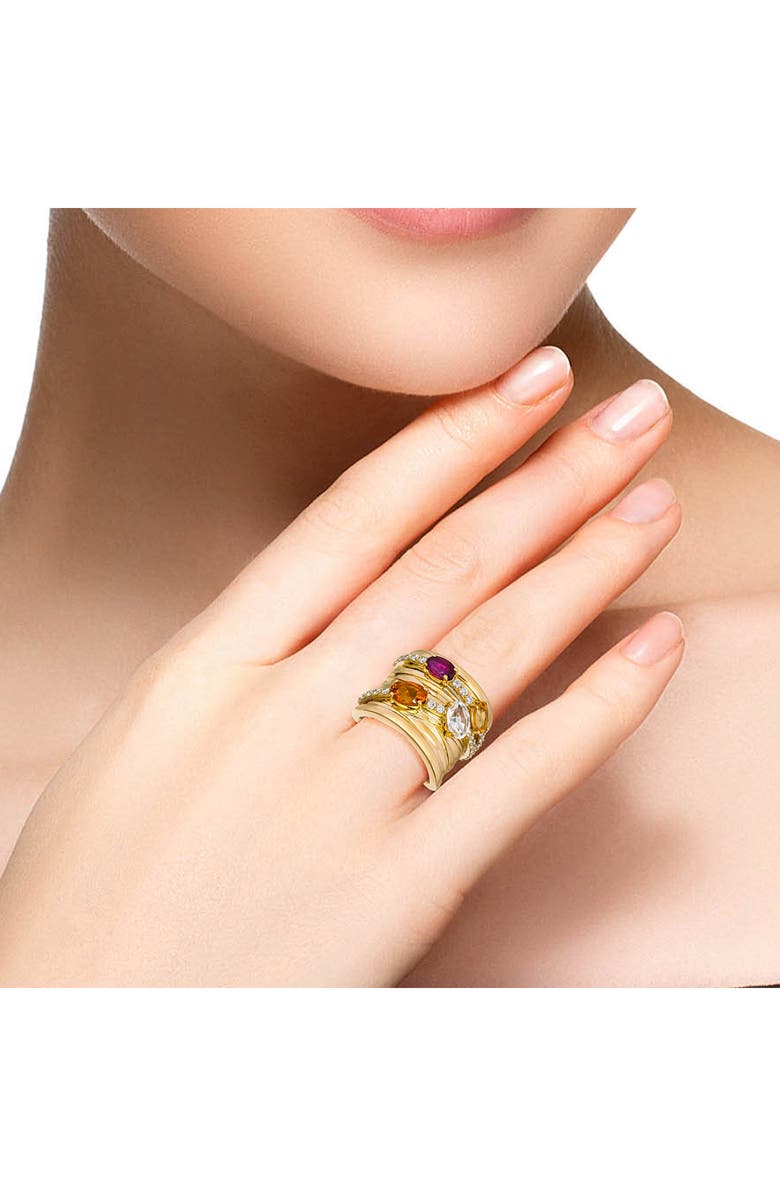 Hueb Amazonia Palha Diamond & Semiprecious Huggie Hoop Earrings, Alternate, color, 