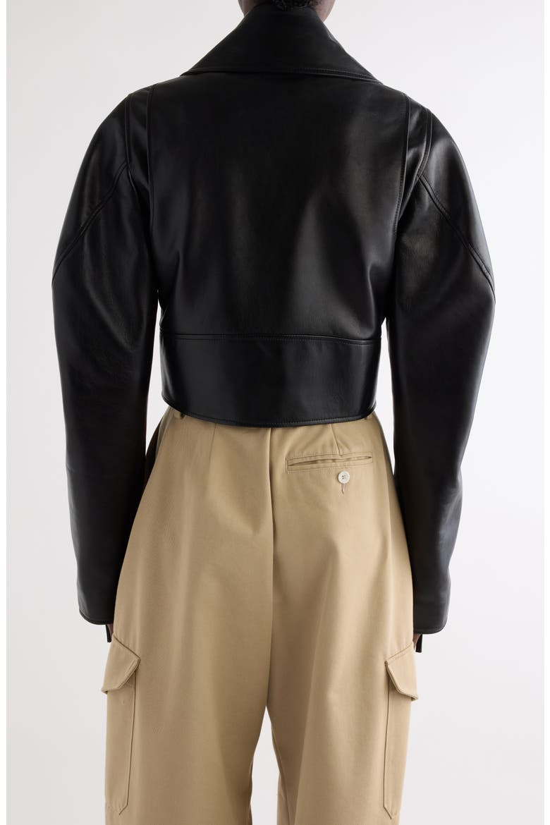 Cocoon Crop Biker Jacket, Alternate, color, BLACK