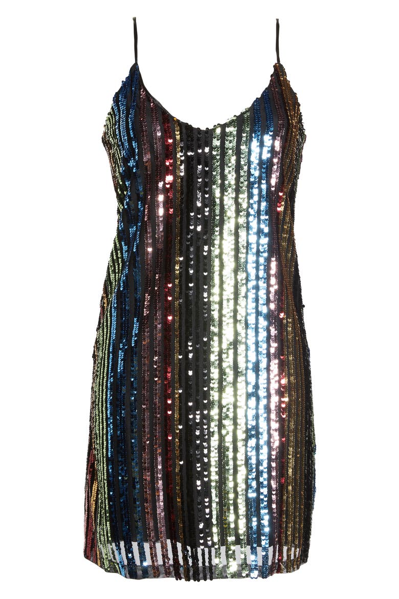 Sequin Stripe Slipdress, Alternate, color, MULTI STRIPE