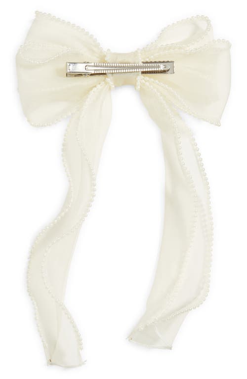 BP. BP. FAUX PEARL TRIM CHIFFON BOW BARRETTE