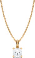 ALLUREZ Cushion Solitaire Lab Diamond Pendant Necklace 14K 1.0ct