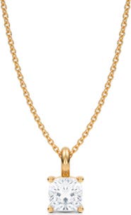 ALLUREZ Cushion Solitaire Lab Diamond Pendant Necklace 14K 1.0ct