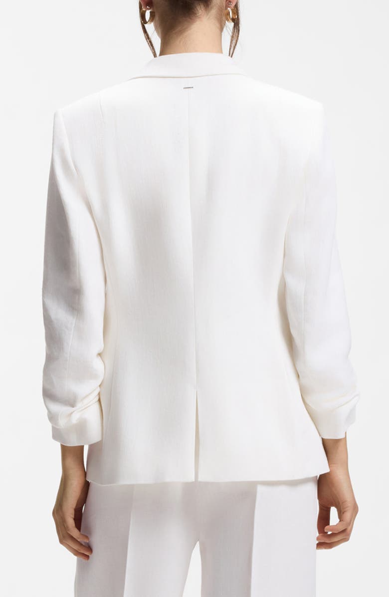 BOSS Jia Linen Blend Double Breasted Jacket, Alternate, color, Bright White