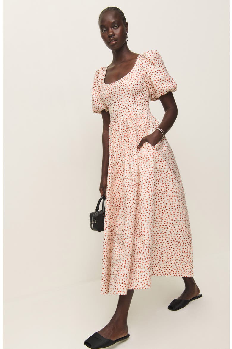 Everlyn Puff Sleeve Stretch Organic Cotton Maxi Dress, Alternate, color, FRESCA