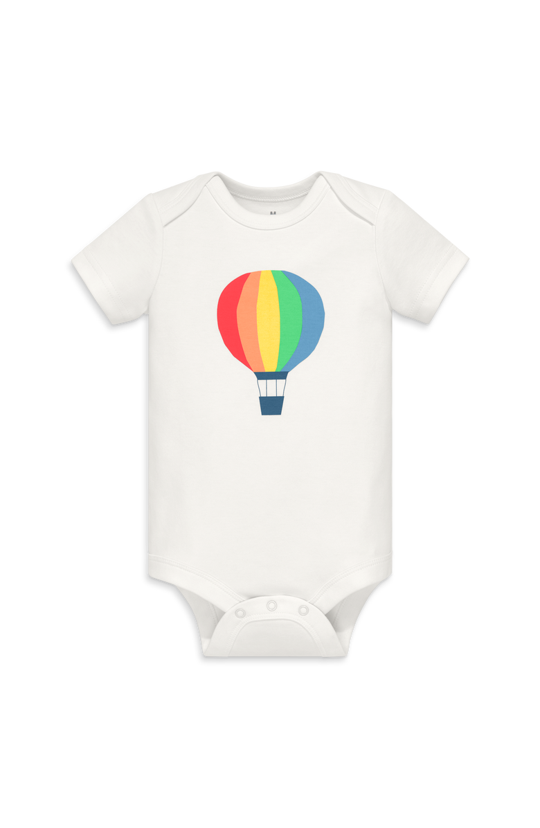 81024678 Organic Short Sleeve Hot Air Balloon Babysuit, Main, color, White Hot Air Balloon