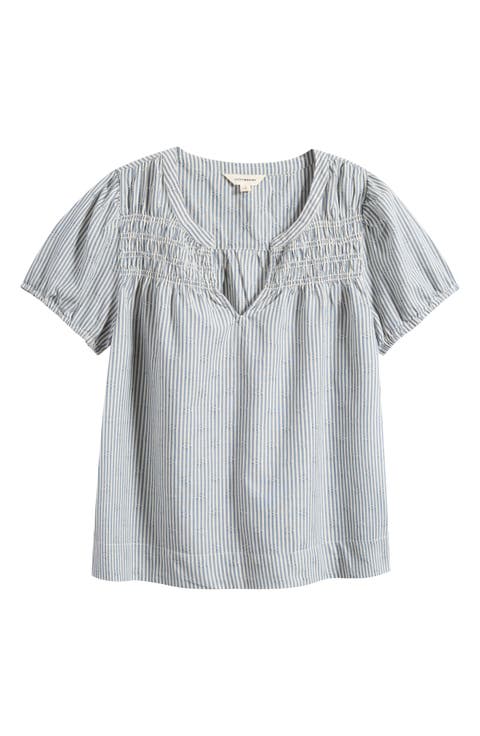 Stripe Smock Detail Cotton Top