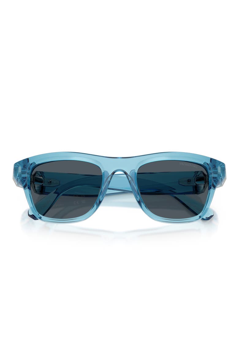 50mm Small Pillow Sunglasses, Alternate, color, LIGHT TRANSPARENT BLUE / DARK GREY