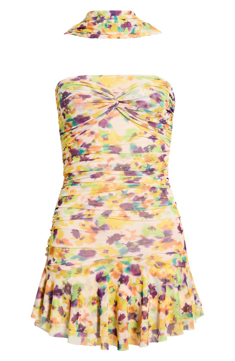 AFRM Ineson Floral Print Strapless Minidress, Main, color, Tossed Ditsy